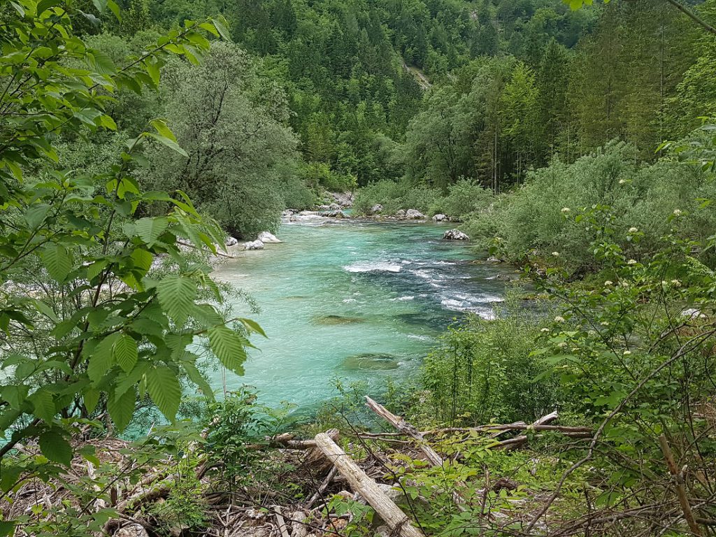 Fluss an den Alpen