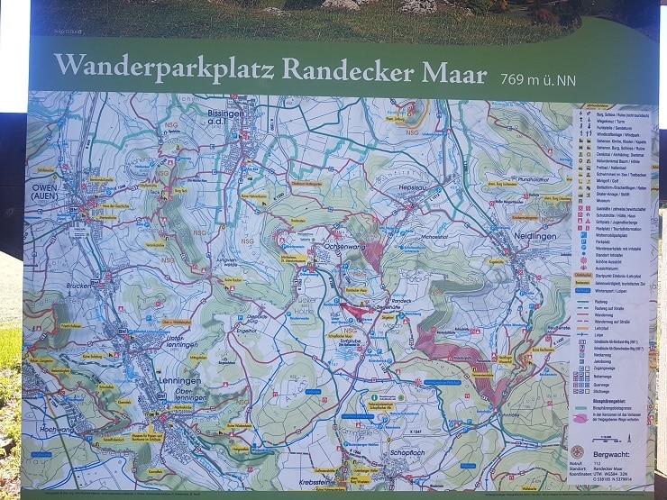 Topographische Karte am Wanderparkplatz Schopflocher Moor