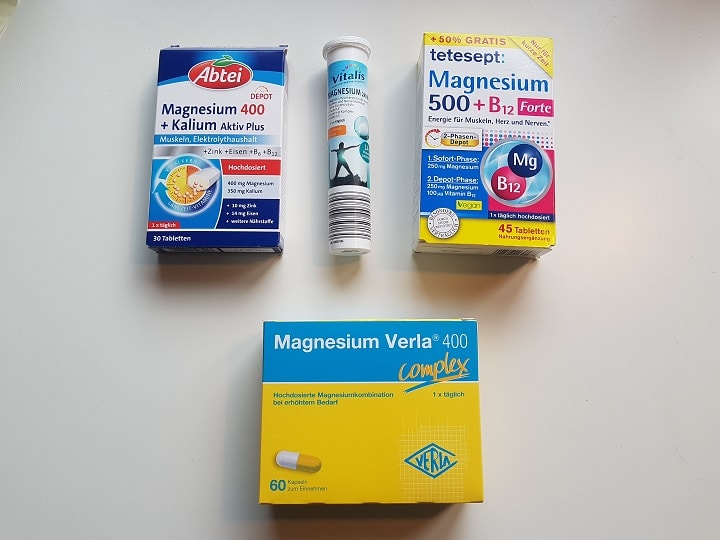 Verschiedene Packungen Magnesium