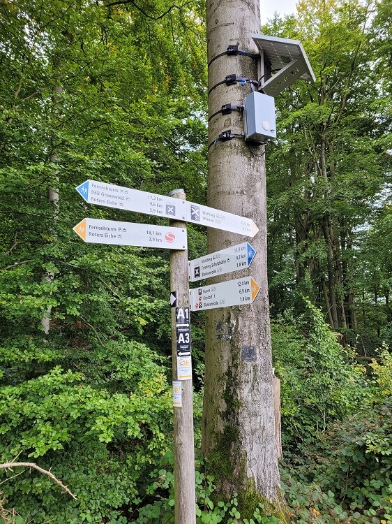 Mehrere Wegweiser in verschiedenen Farben