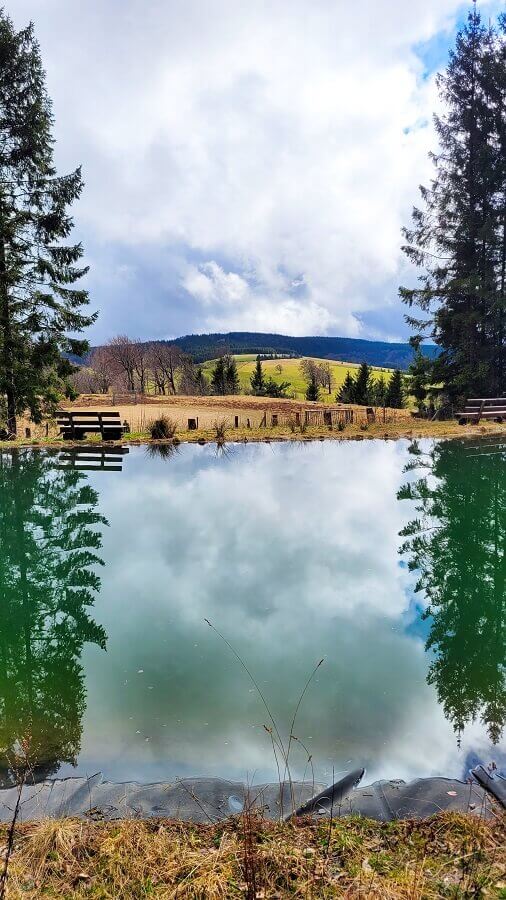 Berge spiegeln sich in einem See