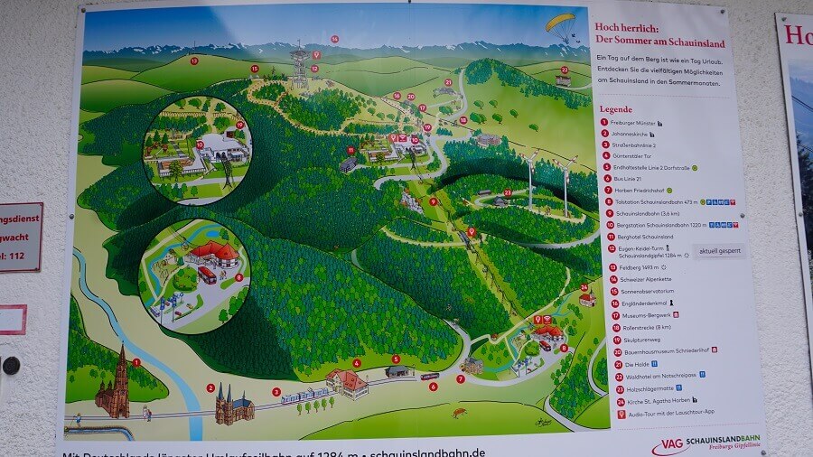 Übersichtskarte vom Gebiet des Schauinslandgipfel