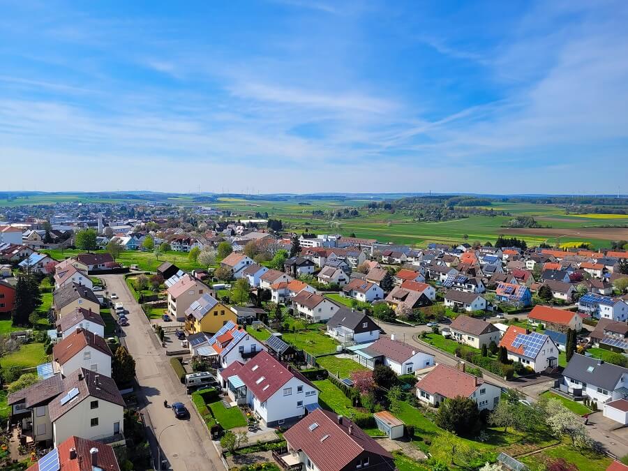Blick über die Häuser vom Ort Gerstetten