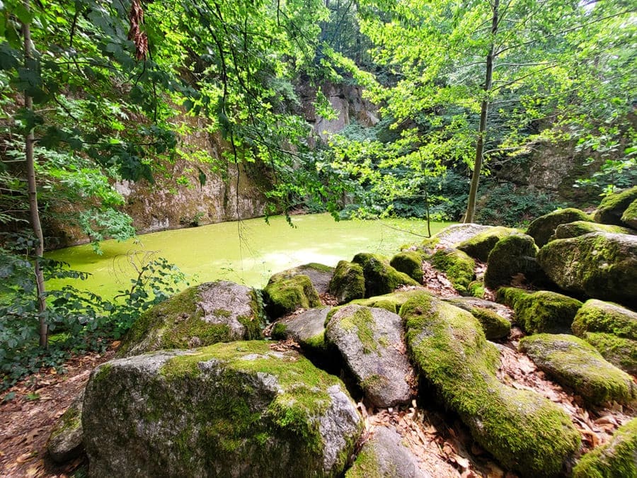 Der Bergsee liegt an einem ehemaligen Steinbruch.