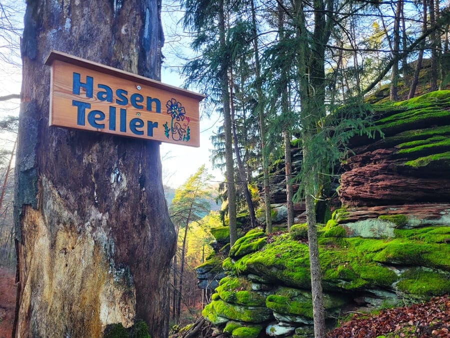 Wir haben den Wegpunkt Hasenteller erreicht.