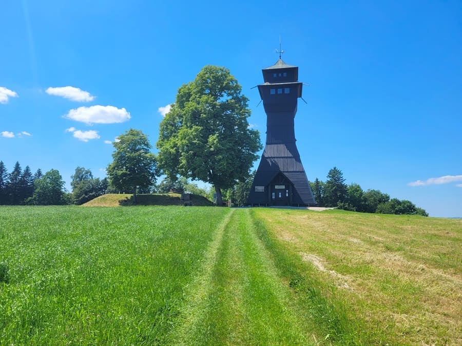 Der Aussichtsturm auf dem Hagkopf steht nun vor uns und will bestiegen werden.